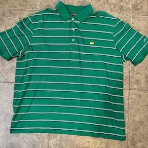 The Masters Golf Polo Green Striped Mens XXL Master Performance Augusta Logo